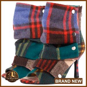 Leather Peep Toe Ankle Boots Stiletto Heel Slouchy Back Zipper